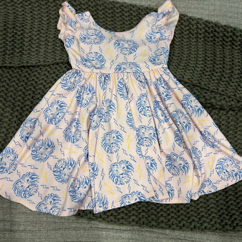Kids Pink and Blue Patterned Dress